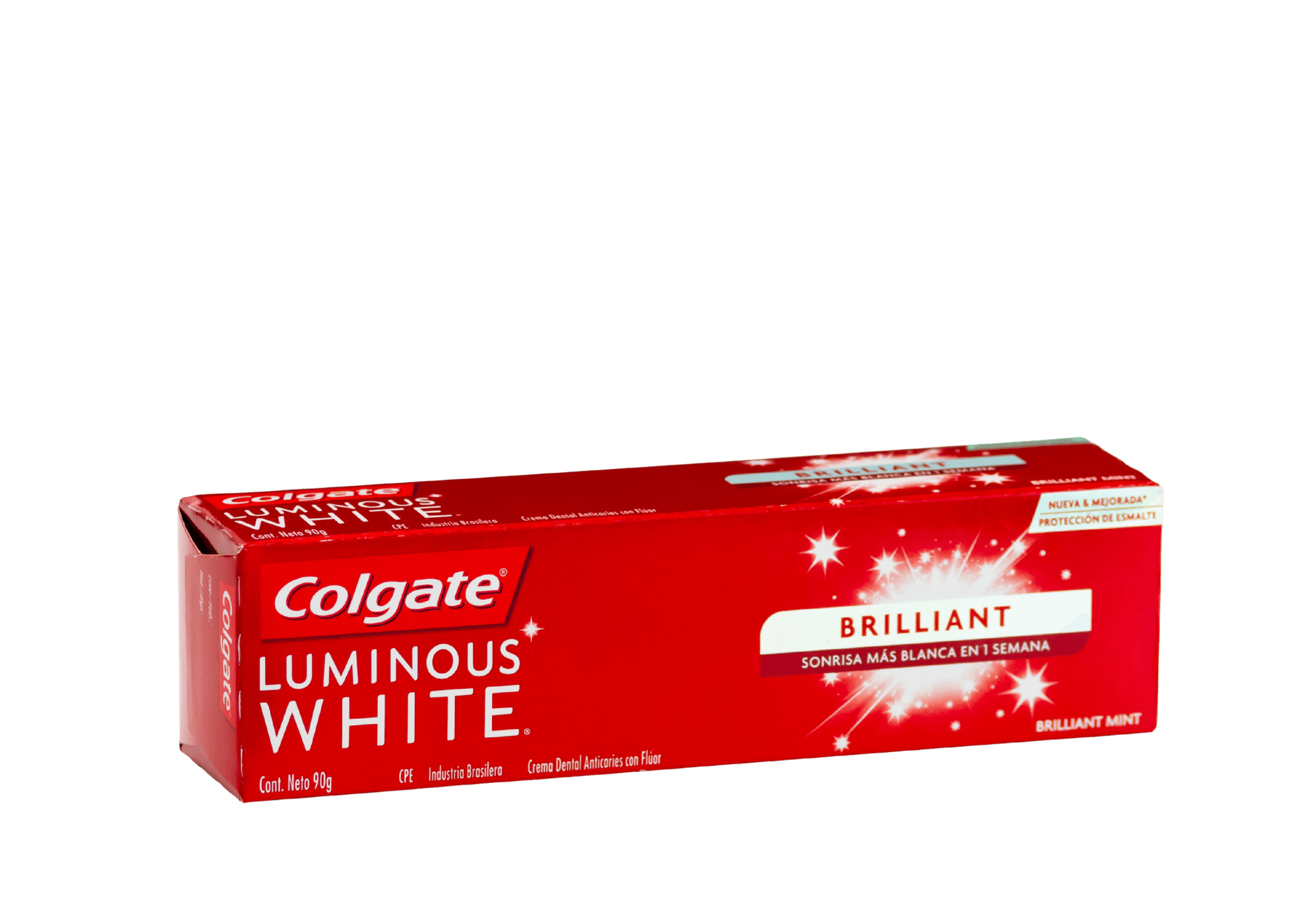 embalagem de pasta de dente Luminous white Colgate