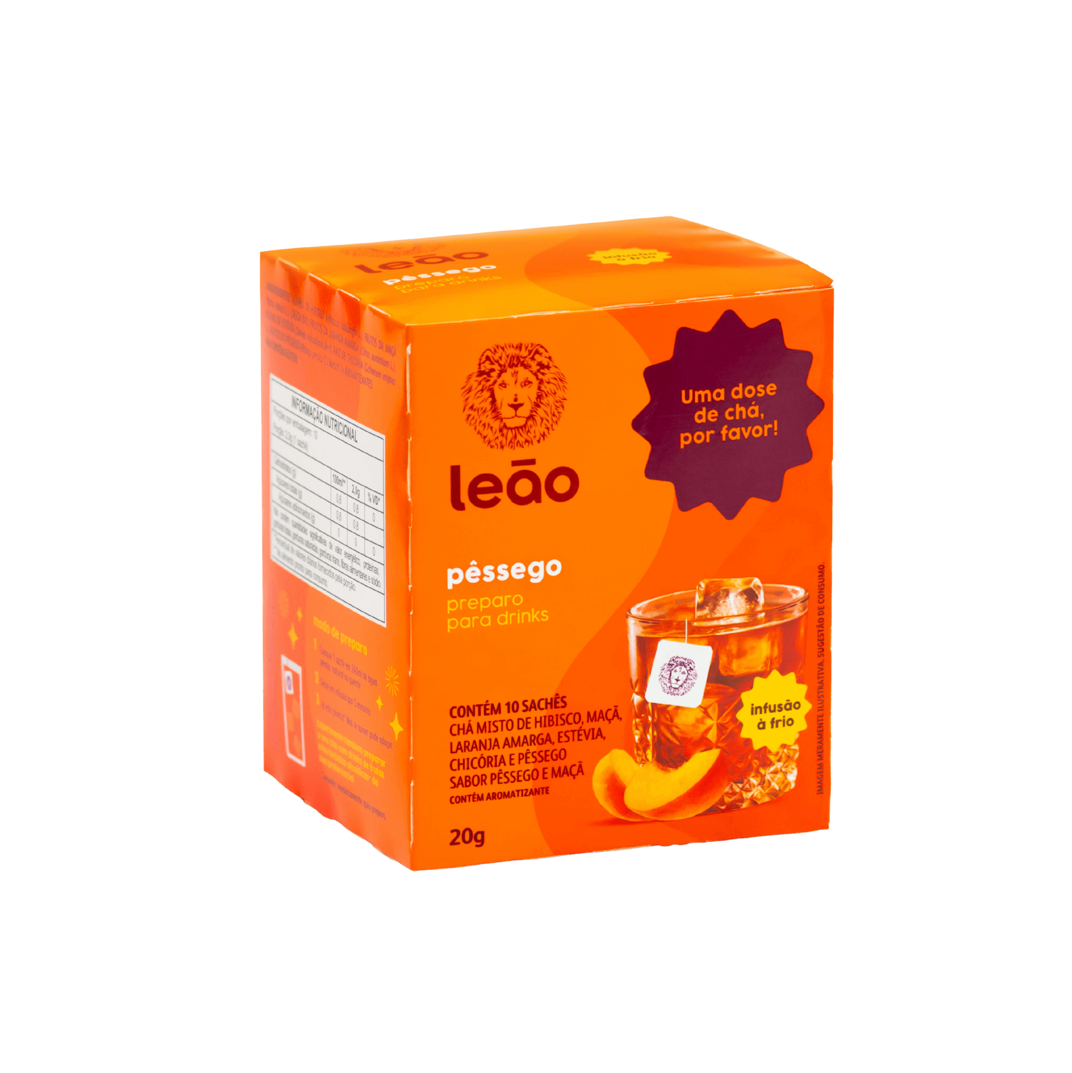 embalagem de chá leão de pêssego