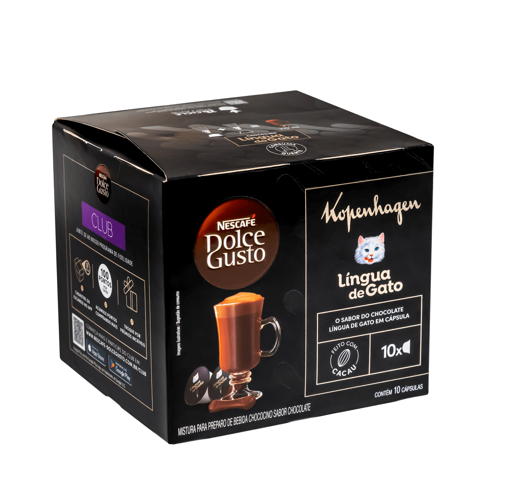 embalagem de cápsulas de café da Dolce Gusto sabor língua de Gato